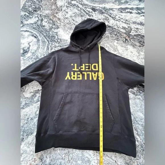 Gallery Dept Charcoal Hoodie with Yellow Print - Picture 6 of 6